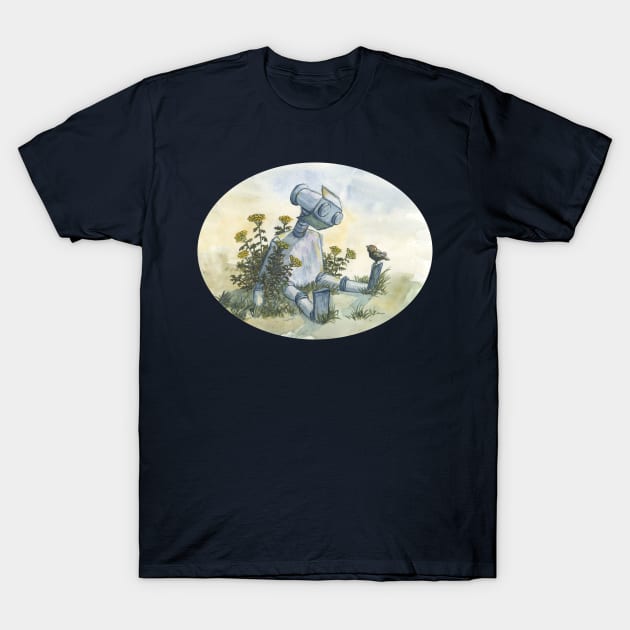 a little robot and bird - watercolor illustration T-Shirt by Karolina Studena-art